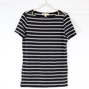 Michael Kors Cotton Blend Black and White Striped Shirt